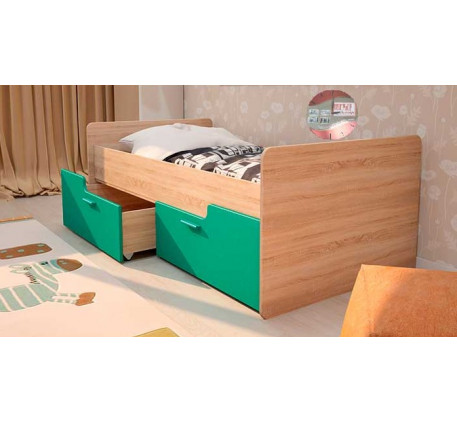 Детская кровать Умка К-001 с ящиками и бортиком ЛДСП, спальное место 160х80 см